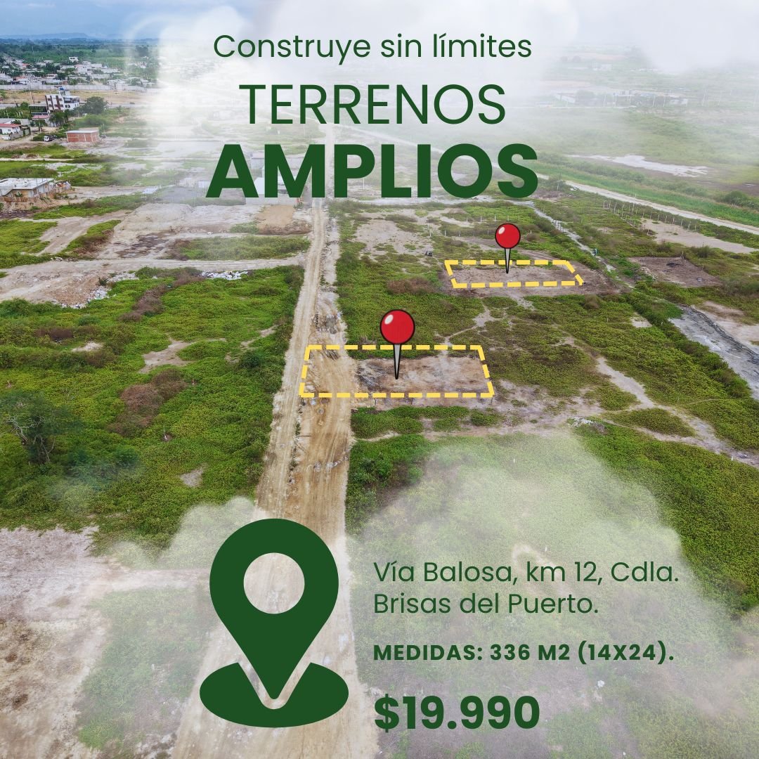 Terrenos grandes, 14 x 24, vía Balosa, km 12, el futuro de Machala